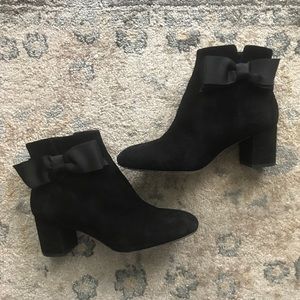 Kate Spade Langley Bow Black Suede Ankle Booties